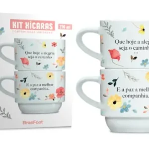 CANECA EMPILHADA DUPLA 210ML - A ALEGRIA SEJA O CAMINHO