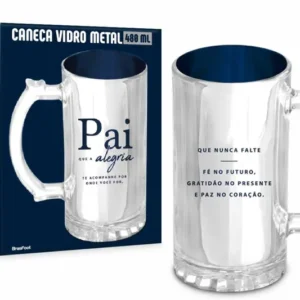 > CANECA VIDRO BERLIM METALIC 480ML - PAI QUE ALEGRIA